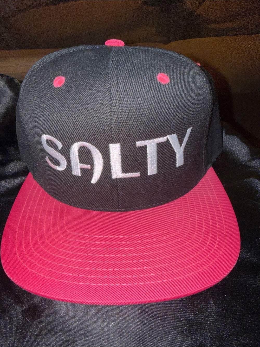 Two-Tone Black and Pink Snapback Hat